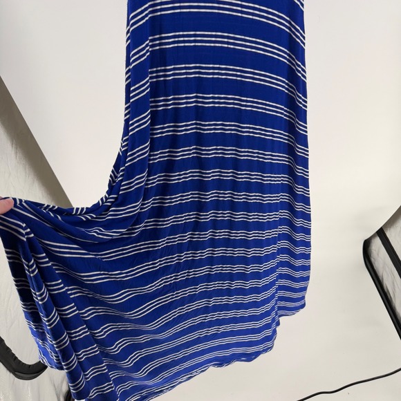 LuLaRoe Ana Maxi Dress Women XS Blue White Striped Stretch Short Sleeve Modest - Picture 4 of 9